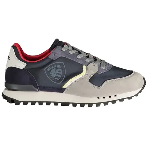 Sportlicher Polyester Sneaker mit Kontrastdetails , Herren, Größe: 44 EU - Blauer - Modalova