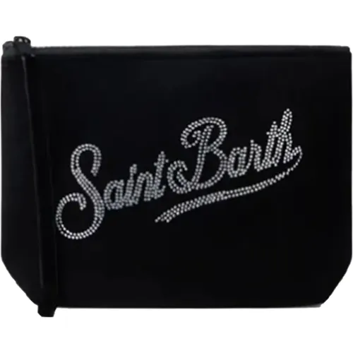 Velvet Clutch with Rhinestones , female, Sizes: ONE SIZE - MC2 Saint Barth - Modalova