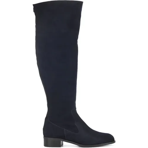 Blaue Wildleder Overknee-Stiefel für Damen - Nalini - Modalova