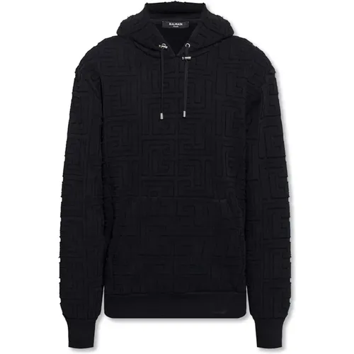 Monogram Hooded Sweatshirt , male, Sizes: M - Balmain - Modalova