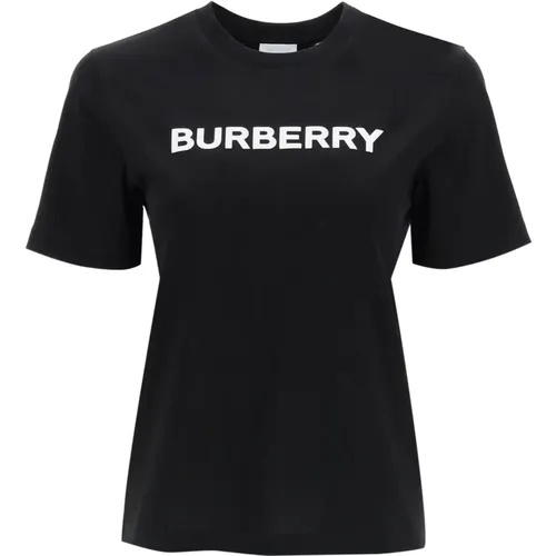 Logo Print Bio-Baumwoll T-Shirt , Damen, Größe: L - Burberry - Modalova