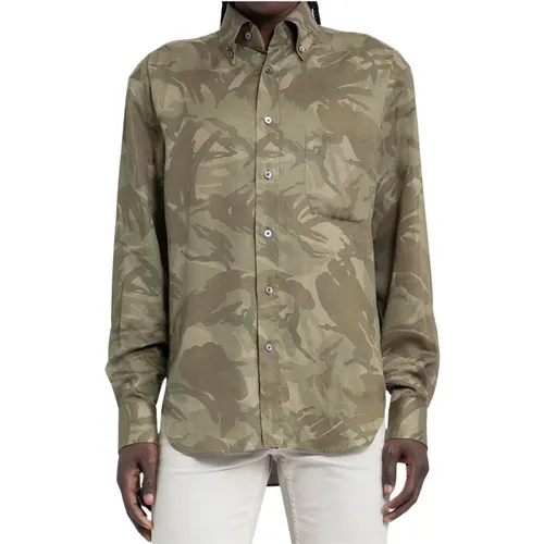 Camo Print Leisure Shirt , male, Sizes: 3XL, XS - Tom Ford - Modalova