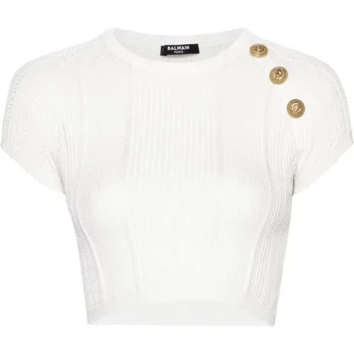 Weiße Signature Lion Knopfhemd , Damen, Größe: XS - Balmain - Modalova