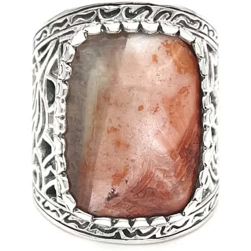 Handcrafted Sterling Silver Agate Ring , unisex, Sizes: ONE SIZE - Jalan Jalan - Modalova