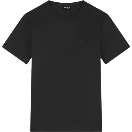 Schwarzes Baumwoll-Jersey T-Shirt , Herren, Größe: M - Dondup - Modalova