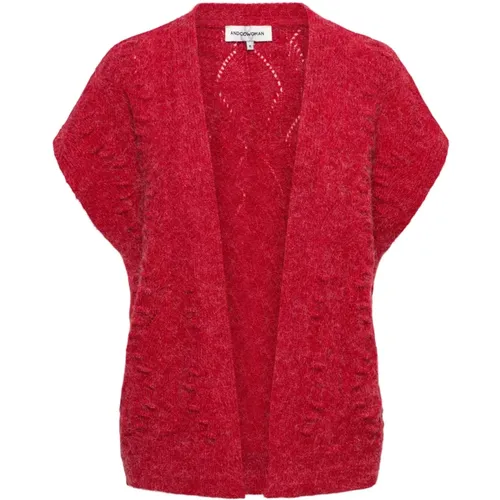 Rotes Jacquard-Strickweste , Damen, Größe: M - &Co Woman - Modalova