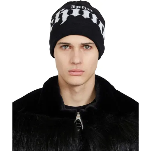 Winter Beret with Logo and Zip Closure , male, Sizes: M, L - John Richmond - Modalova