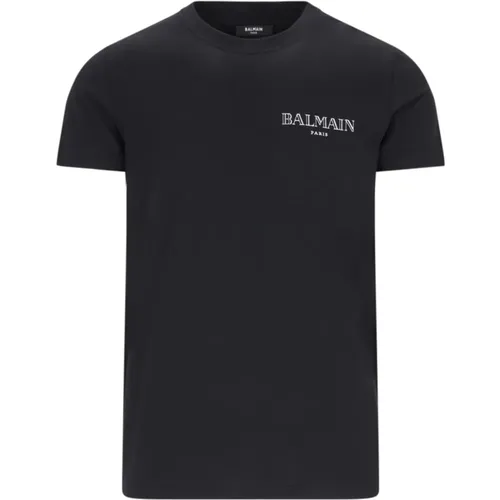 Logo T-Shirt und Polo in Schwarz,Vintage T-Shirt mit kurzen Ärmeln - Balmain - Modalova