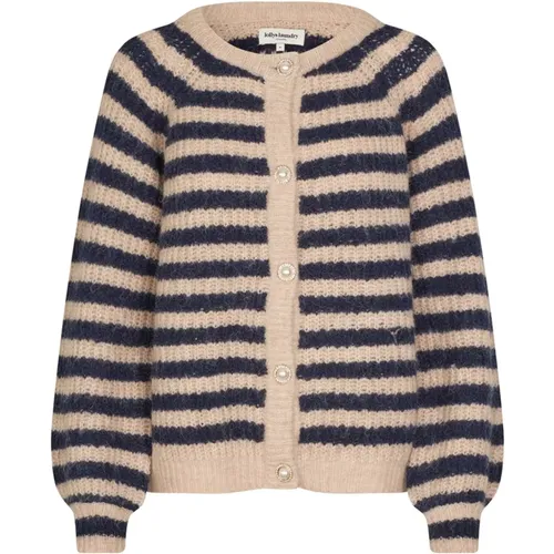 Dunkelblauer Cardigan mit Puffärmeln , Damen, Größe: M - Lollys Laundry - Modalova