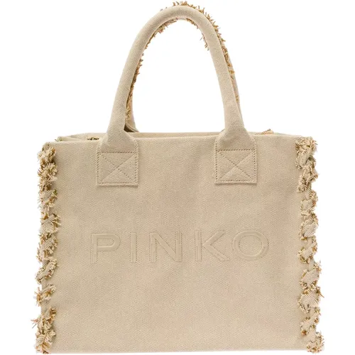 Canvas Beach Shopping Bag , female, Sizes: ONE SIZE - pinko - Modalova