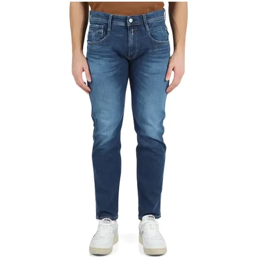 Slim Fit Bio Jeans with Five Pockets , male, Sizes: W34, W32, W31, W33, W30, W36 - Replay - Modalova