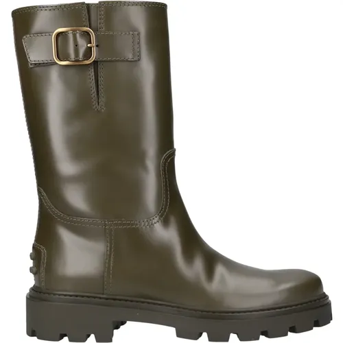 Biker Calf Leather Ankle Boots , female, Sizes: 5 UK, 6 UK, 4 1/2 UK, 8 UK, 4 UK, 5 1/2 UK - TOD'S - Modalova