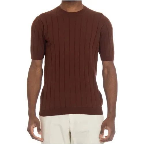 Braunes Ripp-T-Shirt , Herren, Größe: L - Tagliatore - Modalova