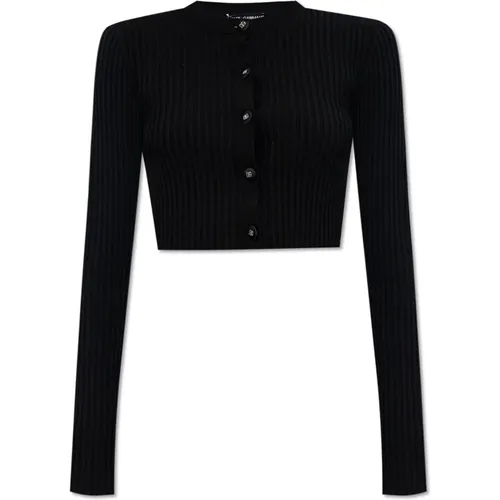 Ribbed cardigan , female, Sizes: S - Dolce & Gabbana - Modalova