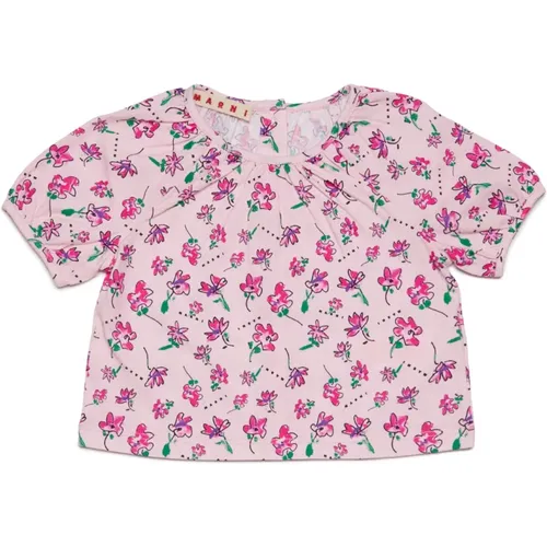 Kurzärmeliges Popelinehemd mit Flowers - Marni - Modalova