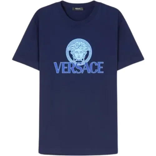 Blaue T-Shirts und Polos , Herren, Größe: M - Versace - Modalova