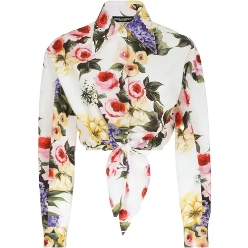 White Garden Shirt , female, Sizes: L, S, XS, M - Dolce & Gabbana - Modalova