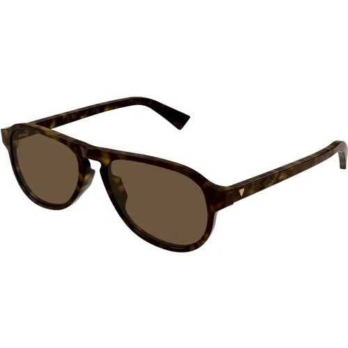 Stylische Sonnenbrille in Havana/Braun , Herren, Größe: 55 MM - Bottega Veneta - Modalova