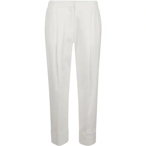 Cream Straight Trousers with High Hem , female, Sizes: XS, M, S - Eleventy - Modalova