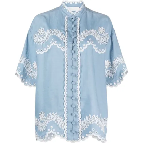 Exquisite Embroidered Cotton Shirt , female, Sizes: L, M - Zimmermann - Modalova