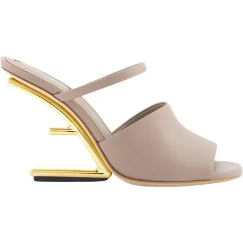 First high-heeled leather sandals , female, Sizes: 4 UK - Fendi - Modalova