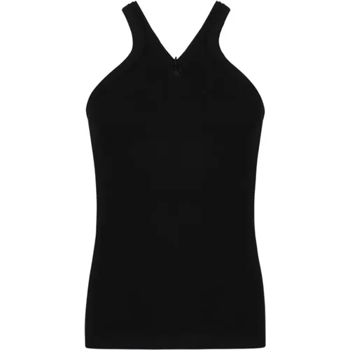 Ribbed Tank Top with Zipper , female, Sizes: S, M - Courrèges - Modalova