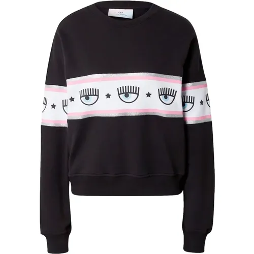 Glitter Logo Sweatshirt , Damen, Größe: M - Chiara Ferragni Collection - Modalova