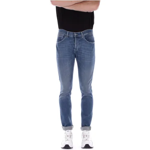 Denim Jeans Logo Knopfverschluss , Herren, Größe: W36 - Dondup - Modalova