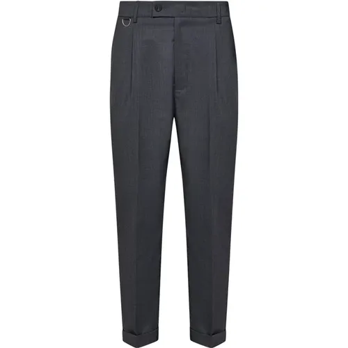 Slim-Fit Grey Wool Trousers , male, Sizes: W31, W33, W36, W32 - Low Brand - Modalova