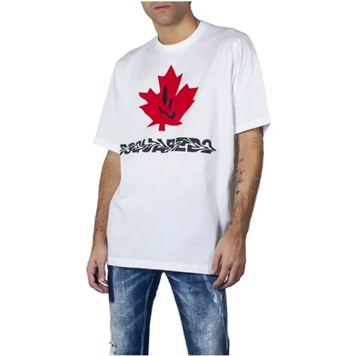 Oversized Canada Flower T-shirt - Dsquared2 - Modalova