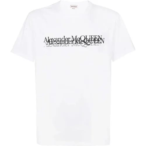 Cotton T-Shirt with Logo Detail , male, Sizes: L - alexander mcqueen - Modalova