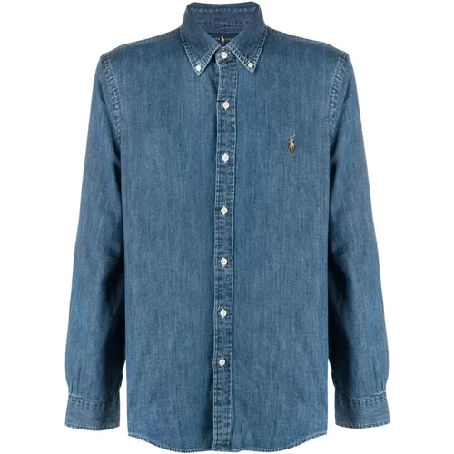 Denim Sport Shirt Long Sleeve , male, Sizes: L, M - Polo Ralph Lauren - Modalova