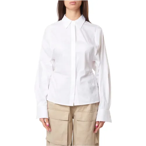 Weiße Popeline-Bluse mit Elastik , Damen, Größe: S - Liviana Conti - Modalova