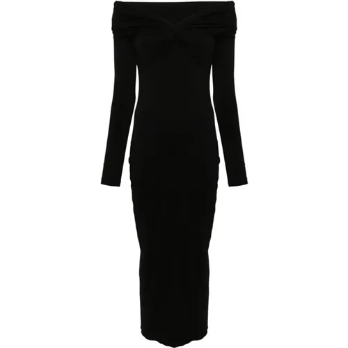 Off-shoulder Midi Dress with Twisted Detail , female, Sizes: M - Rotate Birger Christensen - Modalova