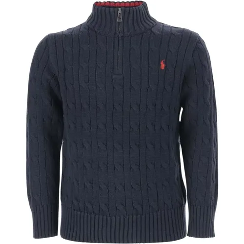 Navy Baumwoll Reißverschluss Cardigan Geflochten , Herren, Größe: S - Polo Ralph Lauren - Modalova