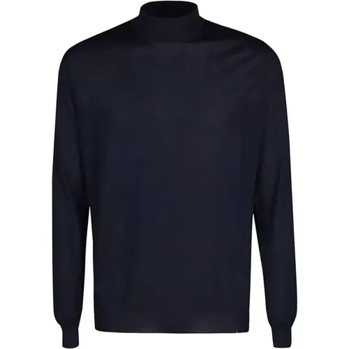 Blaue Kaschmir Pullover Mock Neck - Malo - Modalova