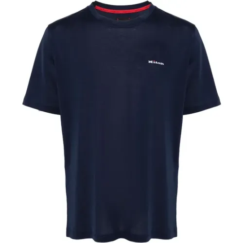 Embroidered Navy Cotton T-shirt , male, Sizes: L, XL, 2XL, M - Kiton - Modalova