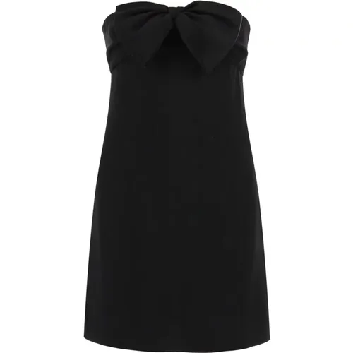 Crepe satin bustier mini dress , female, Sizes: L - Saint Laurent - Modalova