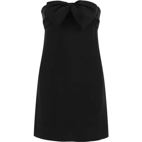 Crepe satin bustier mini dress , female, Sizes: L, M - Saint Laurent - Modalova