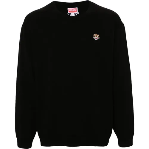 Schwarzer Lucky Tiger Wollpullover,Schwarzer Wolltiger Pullover - Kenzo - Modalova