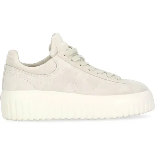 Suede Leather Ivory Sneakers Woman , female, Sizes: 4 1/2 UK, 6 UK - Hogan - Modalova