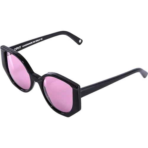 Schwarze Sonnenbrille mit quadratischem Rahmen und farbigen Gläsern , Damen, Größe: ONE Size - Ophy - Modalova