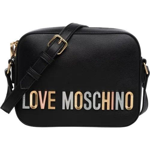 Logo Crossbody Tasche mit Strasssteinen - Love Moschino - Modalova