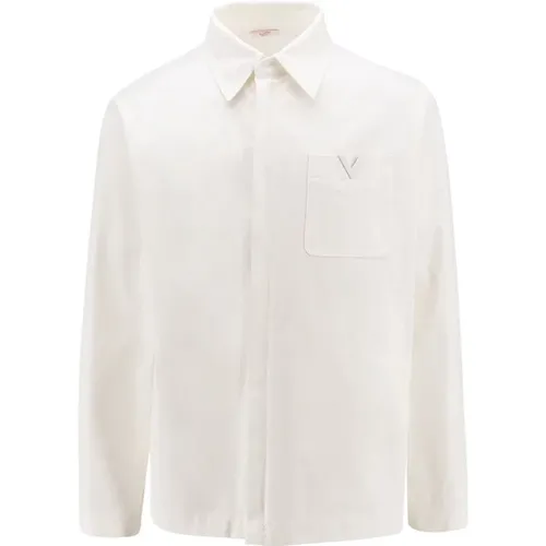 Weiße Baumwolljacke mit Reißverschluss - Valentino - Modalova