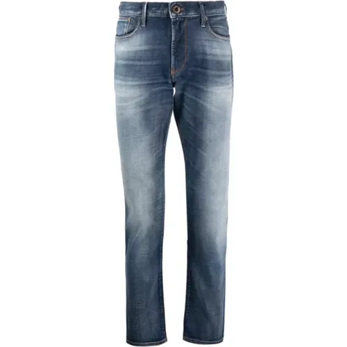 Trendige Slim-Fit Stone Washed Jeans , Herren, Größe: W33 - Emporio Armani - Modalova