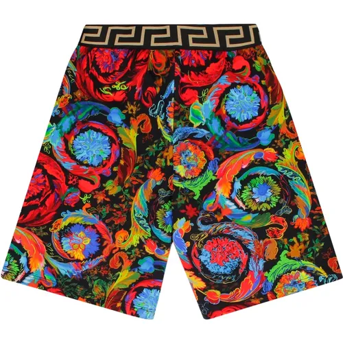 Kurze Baumwollshorts mit Logodetail - Versace - Modalova