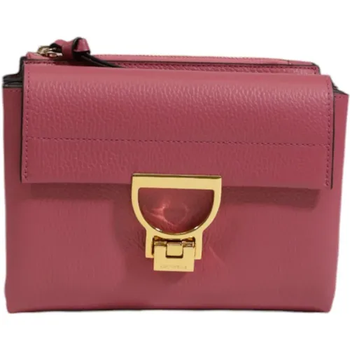 Rosa Leder Schultertasche mit Clip - Coccinelle - Modalova