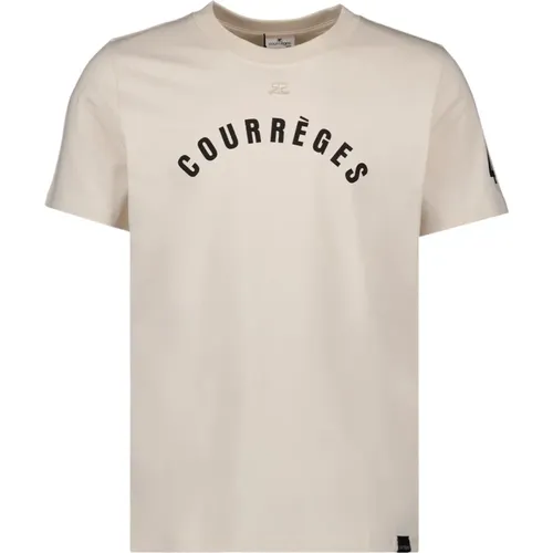 Bedrucktes Logo Baumwoll-T-Shirt , Herren, Größe: L - Courrèges - Modalova