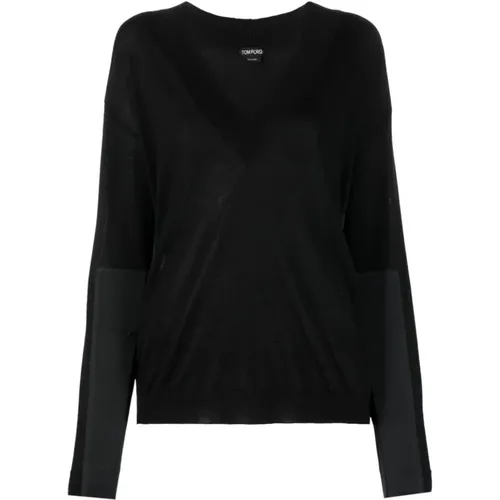 Cashmere and Silk V-Neck Sweater , female, Sizes: M - Tom Ford - Modalova