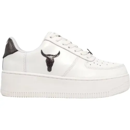 Weiße Glitzer-Sneakers aus Leder für Damen - Windsor Smith - Modalova